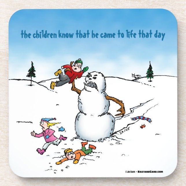 Killer Snowman Funny Cartoon Drink Coaster (Front)