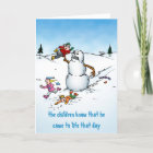 Killer Snowman Funny Cartoon Holiday Card | Zazzle