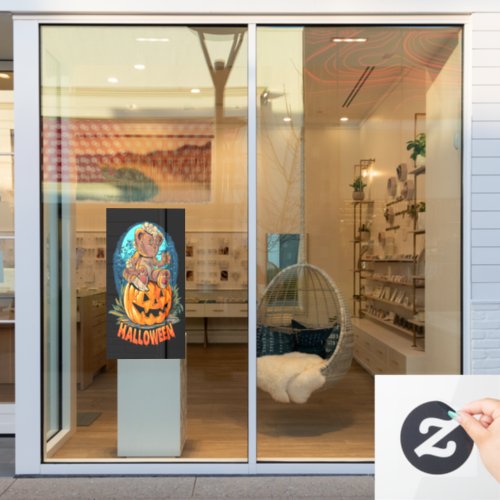 Killer Teddy Bear Halloween Jack_o_lantern Window Cling