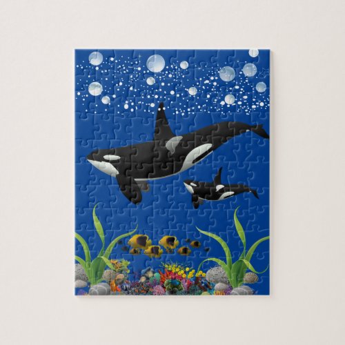 Killer whale and baby whale jigsaw puzzle