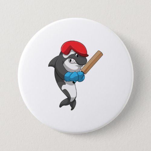 Killer whale at Cricket with Cricket bat Button