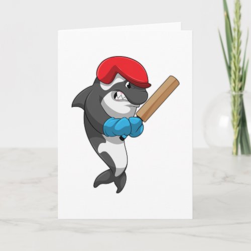 Killer whale at Cricket with Cricket bat Card