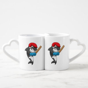 Killer whale at Cricket with Cricket bat Coffee Mug Set