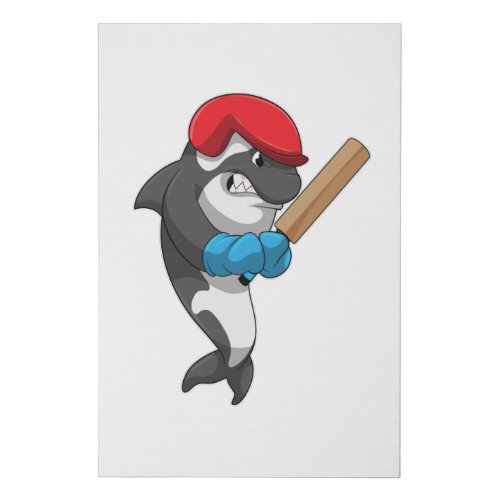 Killer whale at Cricket with Cricket bat Faux Canvas Print