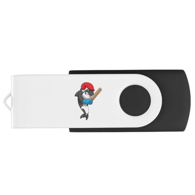 Killer whale at Cricket with Cricket bat Flash Drive (Back)