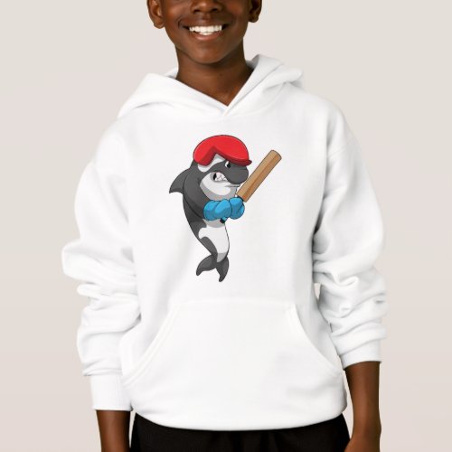 Killer whale at Cricket with Cricket bat Hoodie