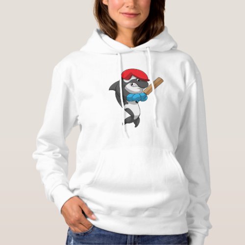 Killer whale at Cricket with Cricket bat Hoodie