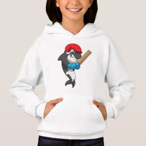 Killer whale at Cricket with Cricket bat Hoodie