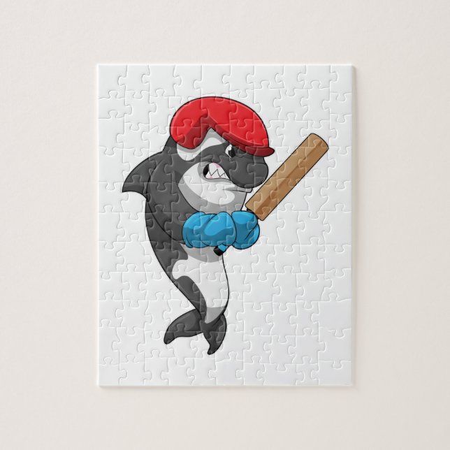 Killer whale at Cricket with Cricket bat Jigsaw Puzzle (Vertical)