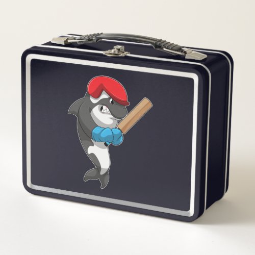 Killer whale at Cricket with Cricket bat Metal Lunch Box