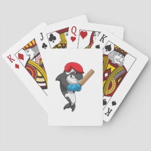 Killer whale at Cricket with Cricket bat Poker Cards