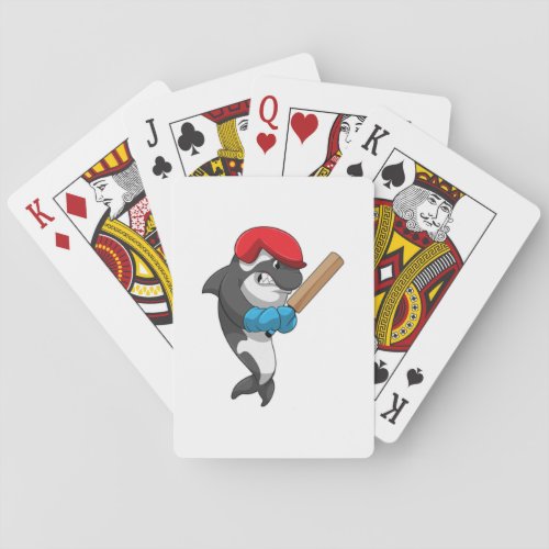 Killer whale at Cricket with Cricket bat Poker Cards