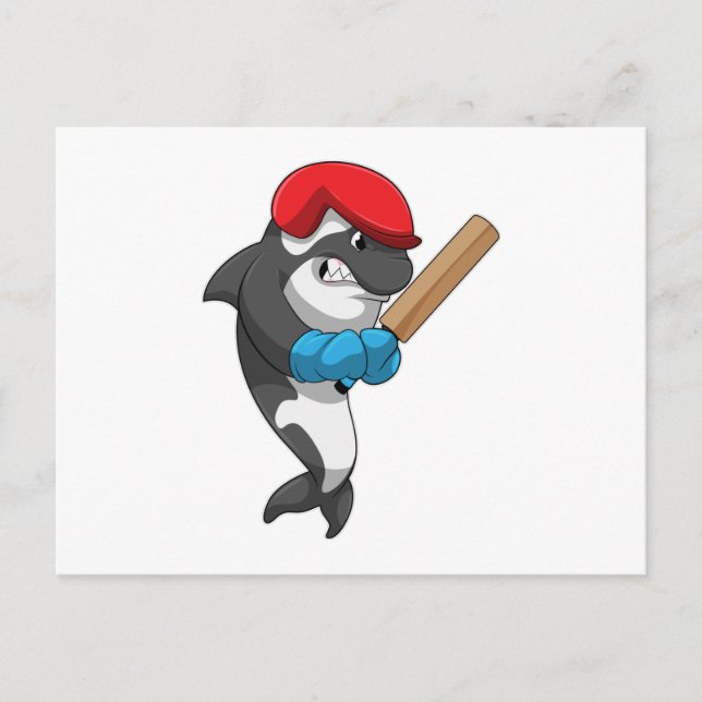 Killer whale at Cricket with Cricket bat Postcard (Front)