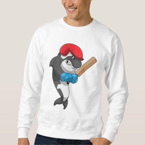 Killer whale at Cricket with Cricket bat Sweatshirt