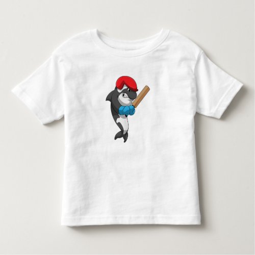 Killer whale at Cricket with Cricket bat Toddler T_shirt