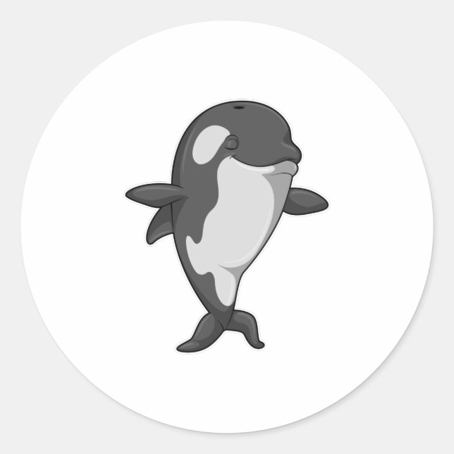 Killer whale at Yoga Fitness in Standing Classic Round Sticker (Front)