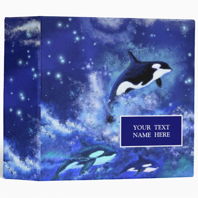 Killer Whale Binder Personalized Custom Text (Front/Spine)