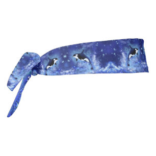 Killer Whale Blue Full Moon Tie Headband