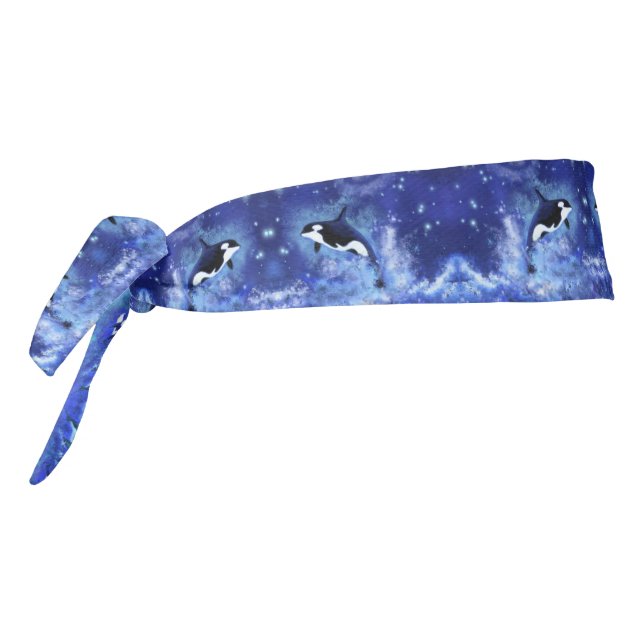 Killer Whale Blue Full Moon Tie Headband (Rotate 270)
