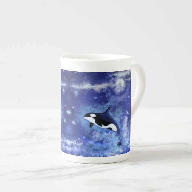 Killer Whale Bone China Mug (Front Right)