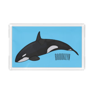 Killer whale cartoon illustration acrylic tray