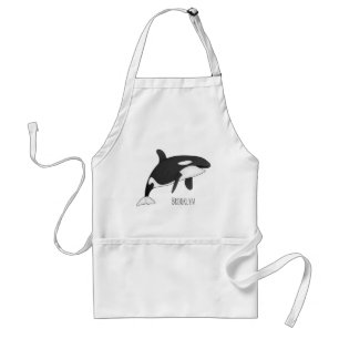 Killer whale cartoon illustration adult apron