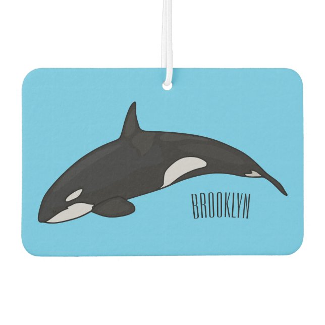 Killer whale cartoon illustration air freshener (Front)