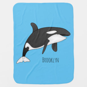 Killer whale cartoon illustration baby blanket