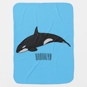 Killer whale cartoon illustration baby blanket