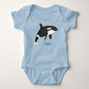 Killer whale cartoon illustration baby bodysuit