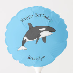 Killer whale cartoon illustration balloon
