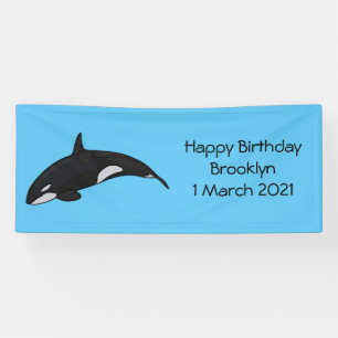 Killer whale cartoon illustration banner