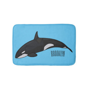 Killer whale cartoon illustration bath mat