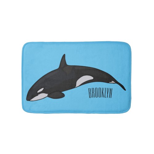 Killer whale cartoon illustration bath mat