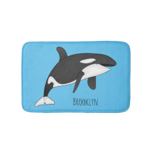 Killer whale cartoon illustration bath mat