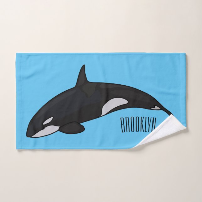 Killer whale cartoon illustration bath towel set (Hand Towel)