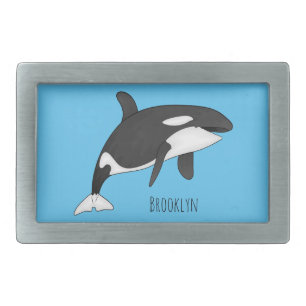 Killer whale cartoon illustration  belt buckle