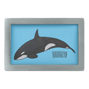 Killer whale cartoon illustration belt buckle