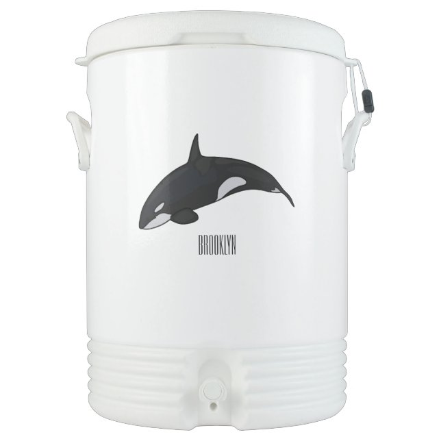 Killer whale cartoon illustration beverage cooler (Front)