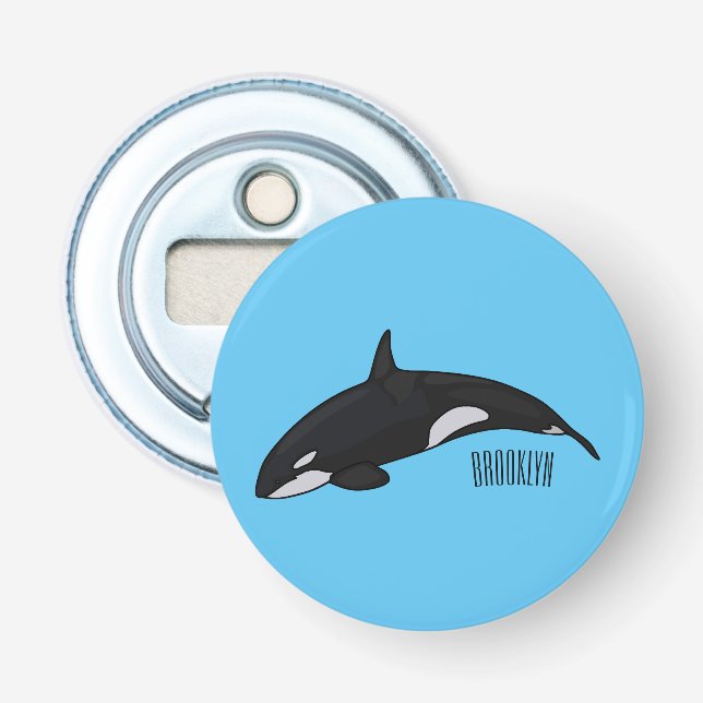 Killer whale cartoon illustration bottle opener (Front)