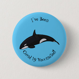 Killer whale cartoon illustration button
