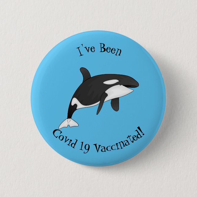 Killer whale cartoon illustration  button (Front)