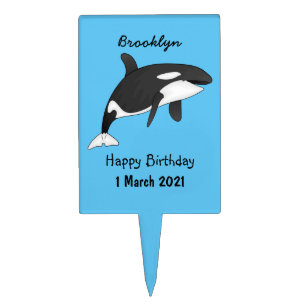 Killer whale cartoon illustration cake topper