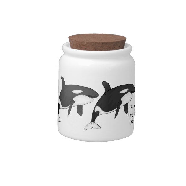 Killer whale cartoon illustration candy jar (Left)