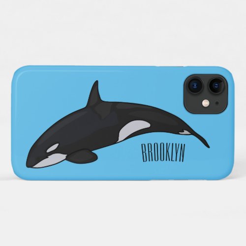 Killer whale cartoon illustration iPhone 11 case