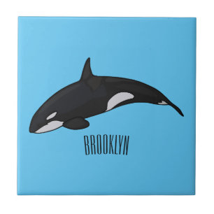 Killer whale cartoon illustration ceramic tile