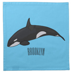 Killer whale cartoon illustration cloth napkin