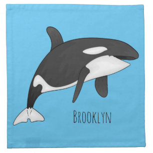 Killer whale cartoon illustration cloth napkin