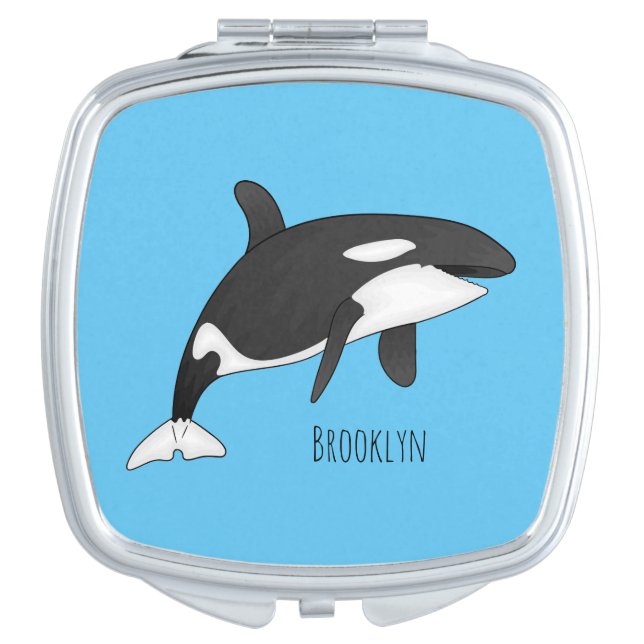 Killer whale cartoon illustration  compact mirror (Front)