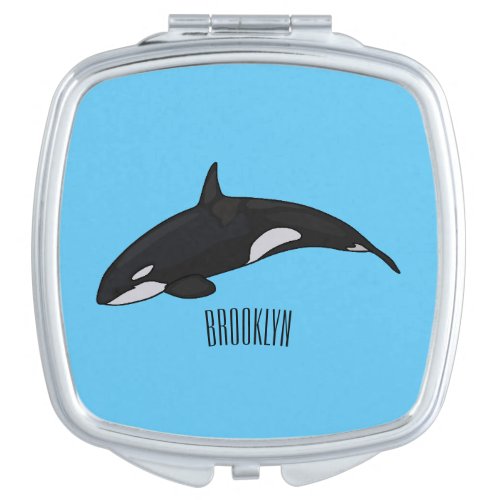 Killer whale cartoon illustration compact mirror